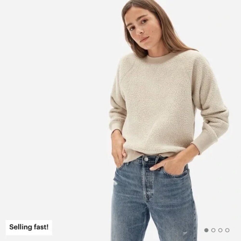 Everlane Cream Sherpa Pullover Sweatshirt